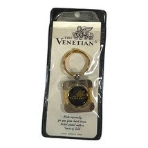The Venetian Keychain Black gold Swivel Center Solid Brass Nickel Plated NEW VTG - $21.49