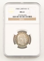 1908 Great Britain Shilling Silver Coin MS-61 NGC Edward VII England KM#800 - £490.42 GBP