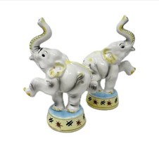Circus Elephants Salt &amp; Pepper Shakers Porcelain Figurine 50s Kitsch Napco Japan - £36.36 GBP