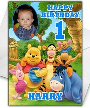 WINNIE THE POOH Photo Upload Birthday Card - Personalised Disney Birthda... - £4.23 GBP