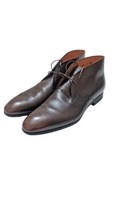 SANTONI Ankle Boots Lace-Up Size 10.5 D Dark Brown Burnished Leather ITALY Mens - £117.44 GBP