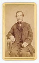 Antique CDV Circa 1870s Pease Older Gaunt Looking Man With Beard Newark, NY - £9.58 GBP