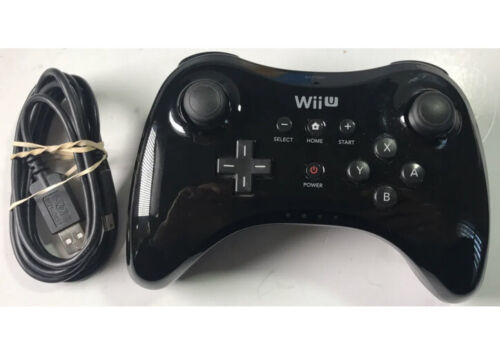 Primary image for Nintendo Wii U Pro Controller OEM (WUP-005) Black - TESTED, WORKING + Cable