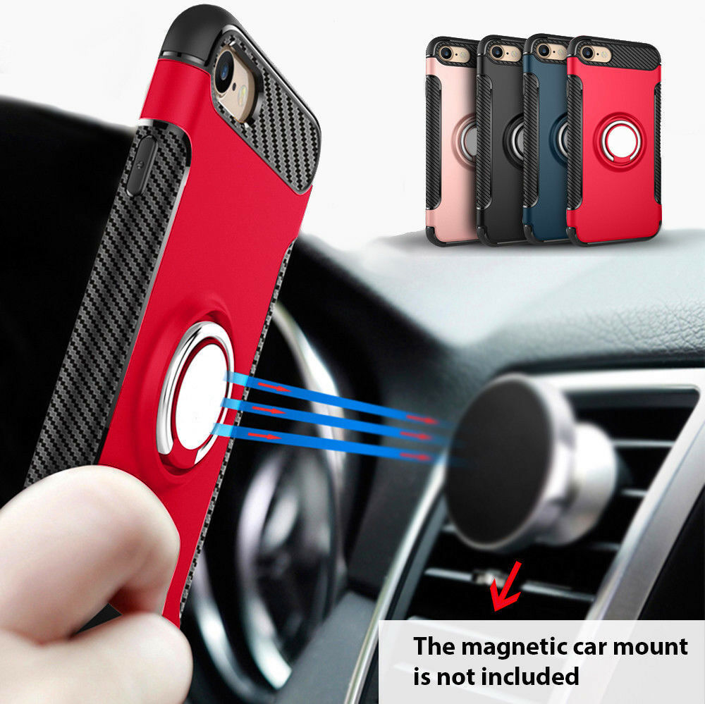 iPhone 8 7 X Plus Ring Finger Loop Grip Magnetic Car Mount Shockproof Case Cover