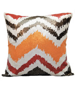 Orange Throw Pillow Covers 16&quot;x16&quot; Silk, Fiery Mountain - $53.85+