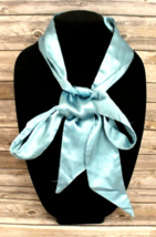 Silky Blue Scarf Or Belt 75&quot; X 2.5&quot; Lightweight Peaked Corners Satin Look - £11.13 GBP