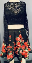 Juniors Sequin Hearts Long Sleeve 2pc. Lace/Floral Mikado Skirt, Size 11/12 - £33.86 GBP