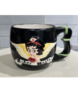 Biker Betty Boop 3D Coffee Mug. Black W/ Wrapped Rose Pattern - $14.99