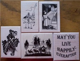 LOT OF 5 NEW RUBBER STAMPS-KNIGHTS, CASTLES, CARRIAGE - £23.46 GBP