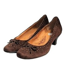 Sofft Womens Low Heel Dark Brown Suede Leather Studded Bow Tie Pumps Siz... - £19.61 GBP