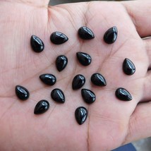 5x7 mm Pear Natural Black Onyx Cabochon Loose Gemstone Lot 50 pcs - £11.25 GBP