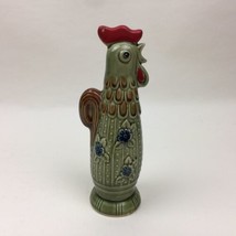 Vintage Ceramic Rooster Salt Shaker Green Japan 7.25” Tall Kitchen Ware Used - £7.75 GBP