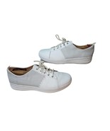 FitFlop F-Sporty Scoop-Cut Perf Leather Urban White Sneaker Women&#39;s Sz 7.5 - £21.01 GBP