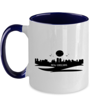 New Orleans Skyline silhouette, navy Two Tone Coffee Mug. Model 60087  - $23.99