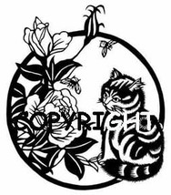 ASIAN CAT AND FLOWERS - RIGHT NEW mounted rubber stamp - £6.38 GBP