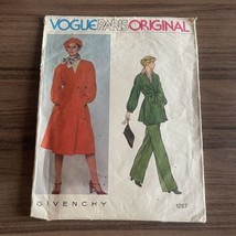 Vogue 1287 Givenchy Paris Original Designer 1970&#39;s Sewing Pattern Size 10 - £27.97 GBP