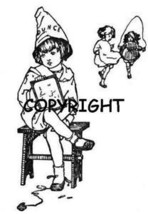 GIRL SITTING IN DUNCE CORNER NEW mounted rubber stamp - $8.00