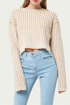 Fore cropped cable-knit striped sweater in Light Brown - £27.65 GBP