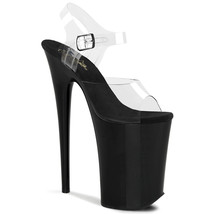 PLEASER 9&quot; Heel Women&#39;s Black Platform Ankle Strap Sandal INFINITY-908 - £69.49 GBP
