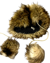 Claire&#39;s faux fur pom pom fuzzy warm winter skull hat one size - £11.49 GBP