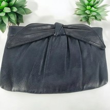 FA-CILE Clutch Convertible Handbag Dark Blue Leather Bow Front, no strap... - $14.01