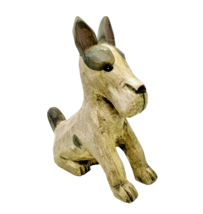 Wooden Schnauzer Dog Figurine Carved - £18.18 GBP