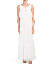 New Adrianna Papell White Chiffon Maxi Dress Size 14 $129 - £67.93 GBP