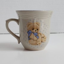 Tienshan Stoneware Teacup Theodore Teddy Bear Blue Ribbon Country Bear Cup - £4.65 GBP