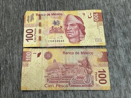Mexico 100 Peso Currency Note Lot of 2 Cien Pesos Banknote Nezahualcoyot... - $19.79
