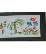 N.Y.C. ~ Matted ~ Multi Water Colored Print ~ Butterflies, Palm Trees, e... - $56.17 CAD