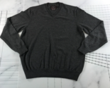 Black Brown 1826 Sweater Mens Large Dark Grey Heather V Neck Merino Wool - $24.74