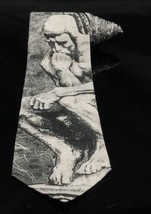 Ralph Marlin The Thinker Art Statue Neck Tie 1994 Novelty Polyester - $14.71