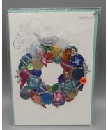 Papyrus Brand Christmas Card Featuring A 3d Wreath Bird Feathers New Sealed - $8.68