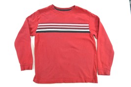 Old Navy Boy&#39;s Size M 8 Long Sleeve Red Striped Shirt - £5.49 GBP