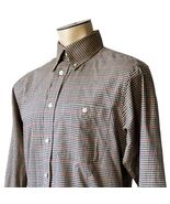Orvis Houndstooth Khaki Tan Red Cotton Button Down Long Sleeve Shirt - M... - $616.24 MXN