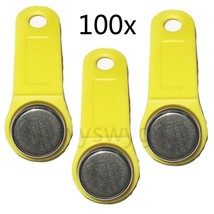 100P Yellow DS1990A-F5 TM Card iButton Tag wall-mounted holder of Access control - £64.98 GBP