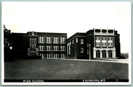 RPPC High School Building Kaukauna Wisconsin WI UNP Postcard 1940s J2 - £7.08 GBP