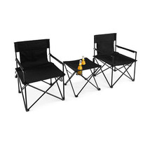 Outdoor Folding Camping Chairs and Table Set with Carrying Bag-Black - Color: Bl - $193.52 CAD