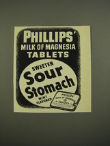 1952 Phillips&#39; Milk of Magnesia Tablets Advertisement - £14.74 GBP