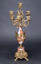 Imperial Franz Hermle Brevettato Brass Marble Gilt Mounted Seven Arm Candelabra - $495.00