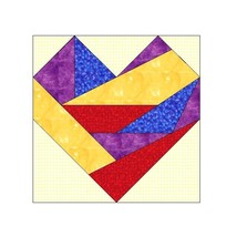 Crazy Heart Paper Peicing Foundation Quilt Block Pattern   Pdf Format - $2.75