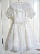 Vintage 50s Organza Girls Party Dress w Taffeta slip Big bow in Back Bea... - $752.48 MXN