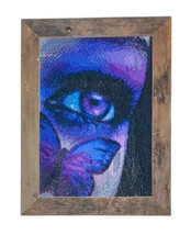 Finished Diamond Dotz Art Purple Blue Butterfly On Girls Nose Big Eye Framed - £26.36 GBP