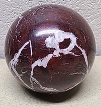 Red Burgundy Zebra Marble Polished Sphere Ball / Marble. About 5.13lbs. ... - $124.89