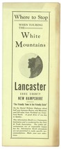 Lancaster NH White Mountains Where to Stop travel brochure vintage - £10.94 GBP