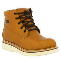 Mens Light Brown Work Boots Genuine Leather Oil Slip Resistant Lace Up Soft Toe - £47.44 GBP
