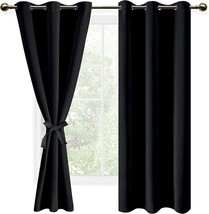 Dwcn Black Blackout Curtains For Bedroom Sewn With Tiebacks - Thermal In... - £25.13 GBP