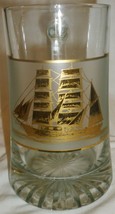 GORGEOUS CULVER GLASS BEER STEIN WITH GOLD SAILBOAT BRIGANTINE - $22.00