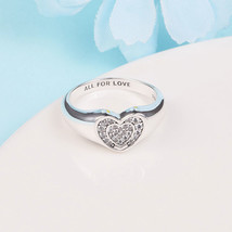 925 Sterling Silver Radiant Heart Pave Signet Ring With Clear Cz Ring For Women - $23.99