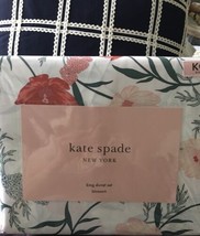 Kate Spade &quot;Blossom&quot; Kng Duvet Set 4pc Multi Color Navy White Green Etc Nip Nice - £158.02 GBP